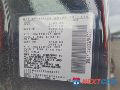 Zdjęcie 13 z 13 samochodu: 2019 NISSAN NV200 S VIN:3N6CM0KN0KK694577 - miniatura