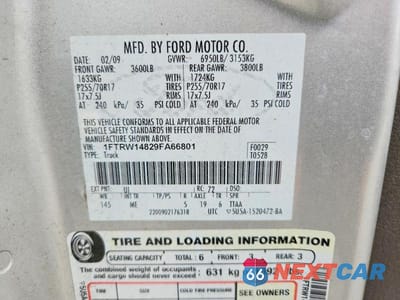Zdjęcie 12 z 12 samochodu: 2009 FORD F150 SUPERCREW VIN:1FTRW14829FA66801 - miniatura