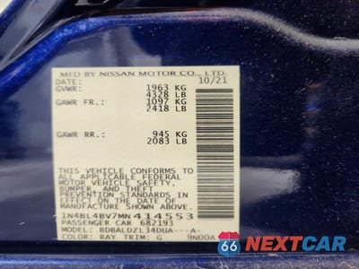 Zdjęcie 12 z 12 samochodu: 2021 NISSAN ALTIMA S VIN:1N4BL4BV7MN414553 - miniatura