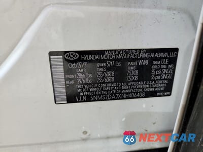 Zdjęcie 12 z 12 samochodu: 2022 HYUNDAI SANTA FE SEL VIN:5NMS2DAJXNH406408 - miniatura