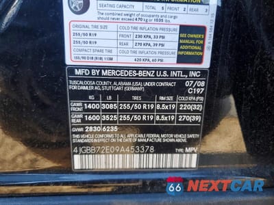 Zdjęcie 13 z 13 samochodu: 2009 MERCEDES-BENZ ML 550 VIN:4JGBB72E09A453378 - miniatura