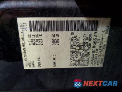 Zdjęcie 12 z 12 samochodu: 2011 NISSAN MAXIMA 3.5 S VIN:1N4AA5AP8BC866529 - miniatura