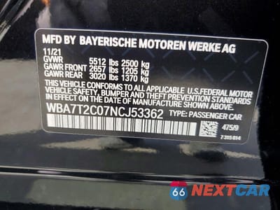 Zdjęcie 12 z 12 samochodu: 2022 BMW 740 I VIN:WBA7T2C07NCJ53362 - miniatura
