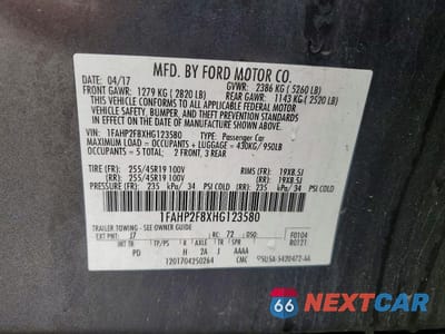 Zdjęcie 13 z 13 samochodu: 2017 FORD TAURUS LIMITED VIN:1FAHP2F8XHG123580 - miniatura