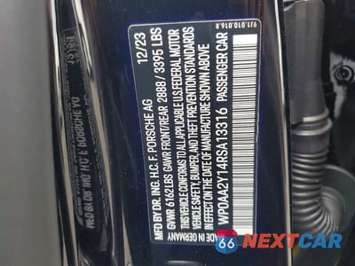 Zdjęcie 12 z 12 samochodu: 2024 PORSCHE TAYCAN VIN:WP0AA2Y14RSA13316 - miniatura