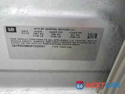 Zdjęcie 12 z 12 samochodu: 2013 CHEVROLET CRUZE VIN:1G1PG5SB8D7228081 - miniatura