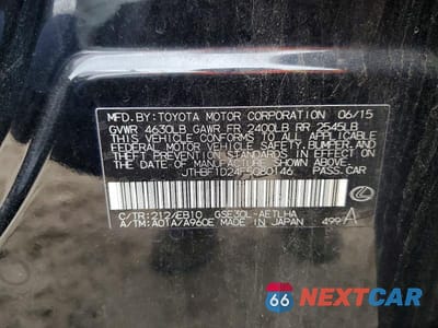 Zdjęcie 12 z 12 samochodu: 2015 LEXUS IS 250 VIN:JTHBF1D24F5080146 - miniatura