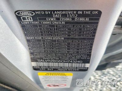 Zdjęcie 13 z 13 samochodu: 2013 LAND ROVER RANGE ROVER EVOQUE PURE PREMIUM VIN:SALVR2BG5DH743240 - miniatura