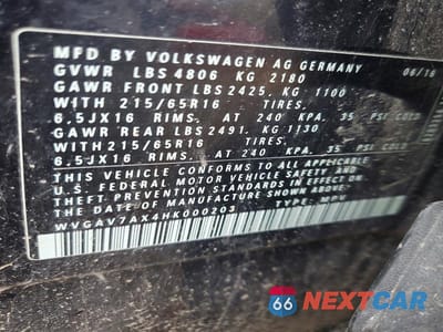 Zdjęcie 14 z 14 samochodu: 2017 VOLKSWAGEN TIGUAN S VIN:WVGAV7AX4HK000203 - miniatura
