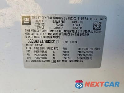 Zdjęcie 12 z 12 samochodu: 2017 CHEVROLET SILVERADO K1500 HIGH COUNTRY VIN:3GCUKTEJ7HG352191 - miniatura
