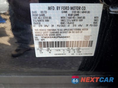 Zdjęcie 12 z 12 samochodu: 2023 FORD EXPLORER VIN:1FM5K8AW2PNA04061 - miniatura