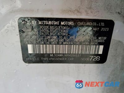 Zdjęcie 13 z 13 samochodu: 2023 MITSUBISHI MIRAGE SE VIN:ML32AWHJXPH006537 - miniatura