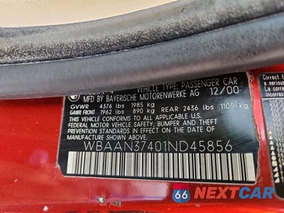 Zdjęcie 12 z 12 samochodu: 2001 BMW 325 I VIN:WBAAN37401ND45856 - miniatura
