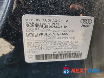 Zdjęcie 13 z 13 samochodu: 2012 AUDI Q5 PREMIUM PLUS VIN:WA1LFAFP9CA108485 - miniatura