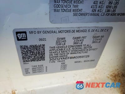 Zdjęcie 12 z 12 samochodu: 2021 CHEVROLET SILVERADO K1500 VIN:3GCUYAEF8MG359725 - miniatura
