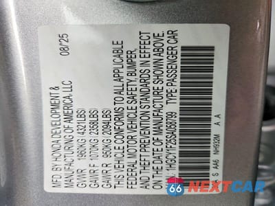 Zdjęcie 12 z 12 samochodu: 2025 HONDA ACCORD LX VIN:1HGCY1F25SA058799 - miniatura