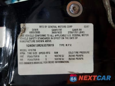 Zdjęcie 14 z 14 samochodu: 1997 CHEVROLET TAHOE K1500 VIN:1GNEK13R3VJ370819 - miniatura
