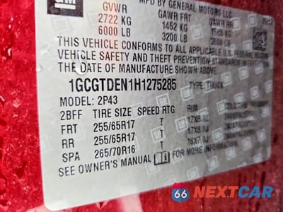 Zdjęcie 12 z 12 samochodu: 2017 CHEVROLET COLORADO Z71 VIN:1GCGTDEN1H1275285 - miniatura