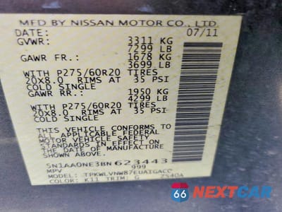 Zdjęcie 14 z 14 samochodu: 2011 NISSAN ARMADA PLATINUM VIN:5N1AA0NE3BN623443 - miniatura
