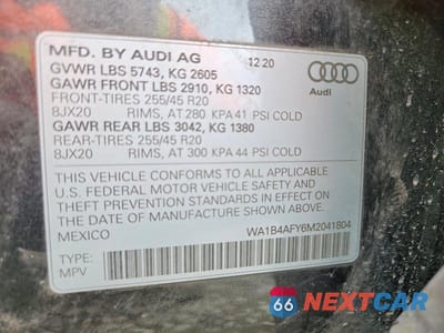 Zdjęcie 13 z 13 samochodu: 2021 AUDI SQ5 PREMIUM PLUS VIN:WA1B4AFY6M2041804 - miniatura