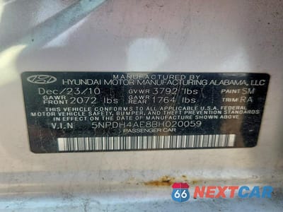 Zdjęcie 12 z 12 samochodu: 2011 HYUNDAI ELANTRA LIMITED VIN:5NPDH4AE8BH020059 - miniatura