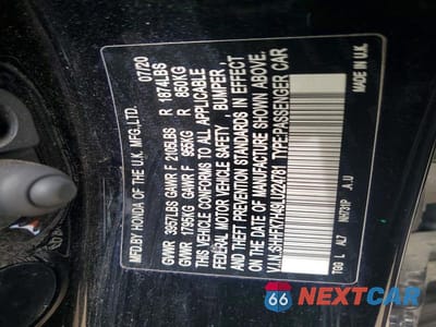 Zdjęcie 12 z 12 samochodu: 2020 HONDA CIVIC SPORT VIN:SHHFK7H49LU224781 - miniatura
