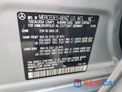 Zdjęcie 12 z 12 samochodu: 1999 MERCEDES-BENZ ML 320 VIN:4JGAB54E0XA138381 - miniatura