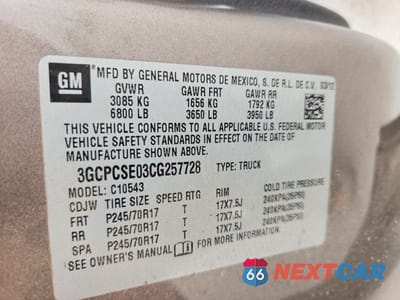 Zdjęcie 12 z 12 samochodu: 2012 CHEVROLET SILVERADO C1500 LT VIN:3GCPCSE03CG257728 - miniatura