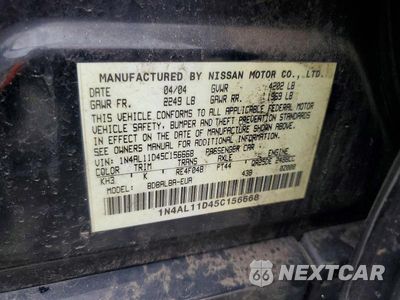 Zdjęcie 12 z 12 samochodu: 2005 NISS ALTIMA VIN:1N4AL11D45C156668 - miniatura