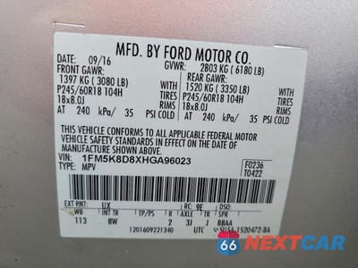 Zdjęcie 13 z 13 samochodu: 2017 FORD EXPLORER XLT VIN:1FM5K8D8XHGA96023 - miniatura