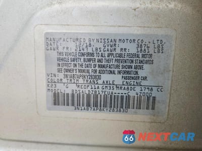 Zdjęcie 12 z 12 samochodu: 2019 NISSAN SENTRA SV VIN:3N1AB7AP8KY283830 - miniatura