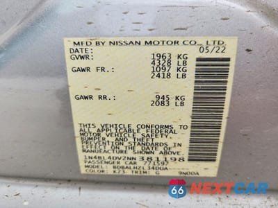 Zdjęcie 13 z 13 samochodu: 2022 NISSAN ALTIMA SV VIN:1N4BL4DV2NN381198 - miniatura