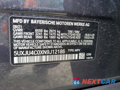Zdjęcie 13 z 13 samochodu: 2022 BMW X5 M50I VIN:5UXJU4C0XN9J12186 - miniatura