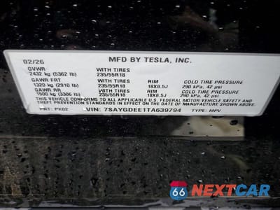 Zdjęcie 12 z 12 samochodu: 2026 TESLA MODEL Y VIN:7SAYGDEE1TA639794 - miniatura