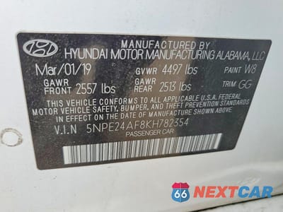 Zdjęcie 12 z 12 samochodu: 2019 HYUNDAI SONATA SE VIN:5NPE24AF8KH782354 - miniatura