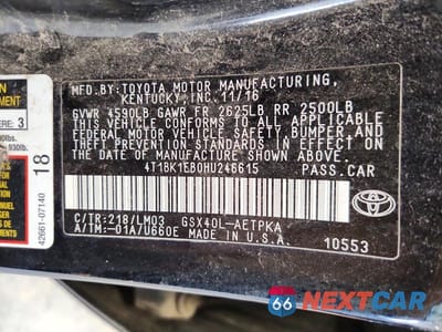 Zdjęcie 12 z 12 samochodu: 2017 TOYOTA AVALON LIMITED VIN:4T1BK1EB0HU246615 - miniatura