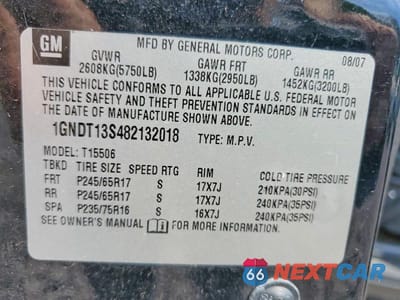 Zdjęcie 13 z 13 samochodu: 2008 CHEVROLET TRAILBLAZER LS VIN:1GNDT13S482132018 - miniatura