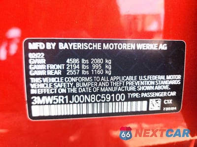 Zdjęcie 12 z 12 samochodu: 2022 BMW 330I VIN:3MW5R1J00N8C59100 - miniatura
