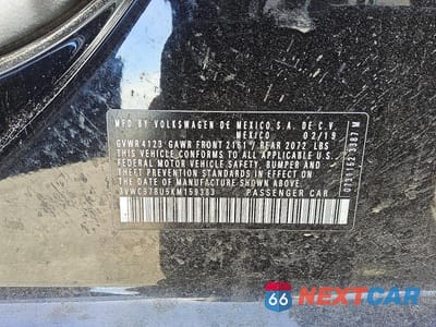 Zdjęcie 12 z 12 samochodu: 2019 VOLKSWAGEN JETTA S VIN:3VWCB7BU5KM159383 - miniatura