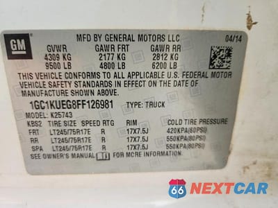 Zdjęcie 12 z 12 samochodu: 2015 CHEVROLET SILVERADO K2500 HEAVY DUTY VIN:1GC1KUEG8FF126981 - miniatura