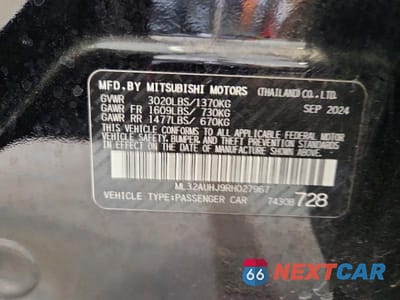 Zdjęcie 12 z 12 samochodu: 2024 MITSUBISHI MIRAGE ES VIN:ML32AUHJ9RH027967 - miniatura