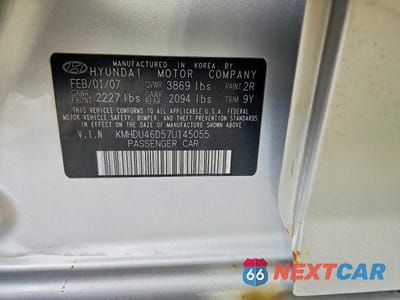 Zdjęcie 12 z 12 samochodu: 2007 HYUNDAI ELANTRA GLS VIN:KMHDU46D57U145055 - miniatura