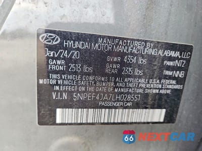Zdjęcie 12 z 12 samochodu: 2020 HYUNDAI SONATA SEL VIN:5NPEF4JA7LH028551 - miniatura