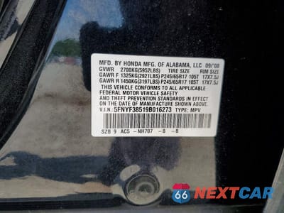 Zdjęcie 13 z 13 samochodu: 2009 HONDA PILOT EXL VIN:5FNYF38519B016273 - miniatura