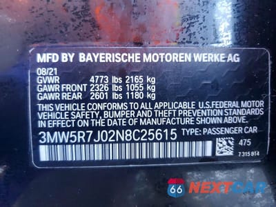 Zdjęcie 12 z 12 samochodu: 2022 BMW 330XI VIN:3MW5R7J02N8C25615 - miniatura