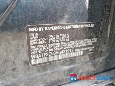 Zdjęcie 12 z 12 samochodu: 2017 BMW 750 XI VIN:WBA7F2C58HG421917 - miniatura
