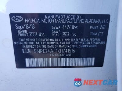 Zdjęcie 12 z 12 samochodu: 2019 HYUNDAI SONATA SE VIN:5NPE24AF1KH741516 - miniatura