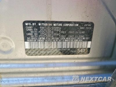 Zdjęcie 14 z 14 samochodu: 2019 MITSUBISHI OUTLANDER SE VIN:JA4AZ3A34KZ045195 - miniatura