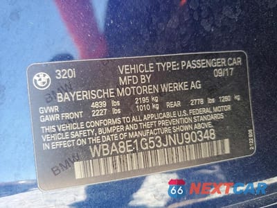 Zdjęcie 12 z 12 samochodu: 2018 BMW 320 I VIN:WBA8E1G53JNU90348 - miniatura