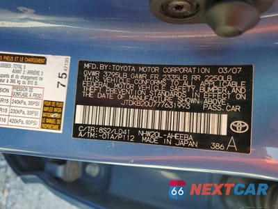 Zdjęcie 12 z 12 samochodu: 2007 TOYOTA PRIUS BASE VIN:JTDKB20U777631993 - miniatura